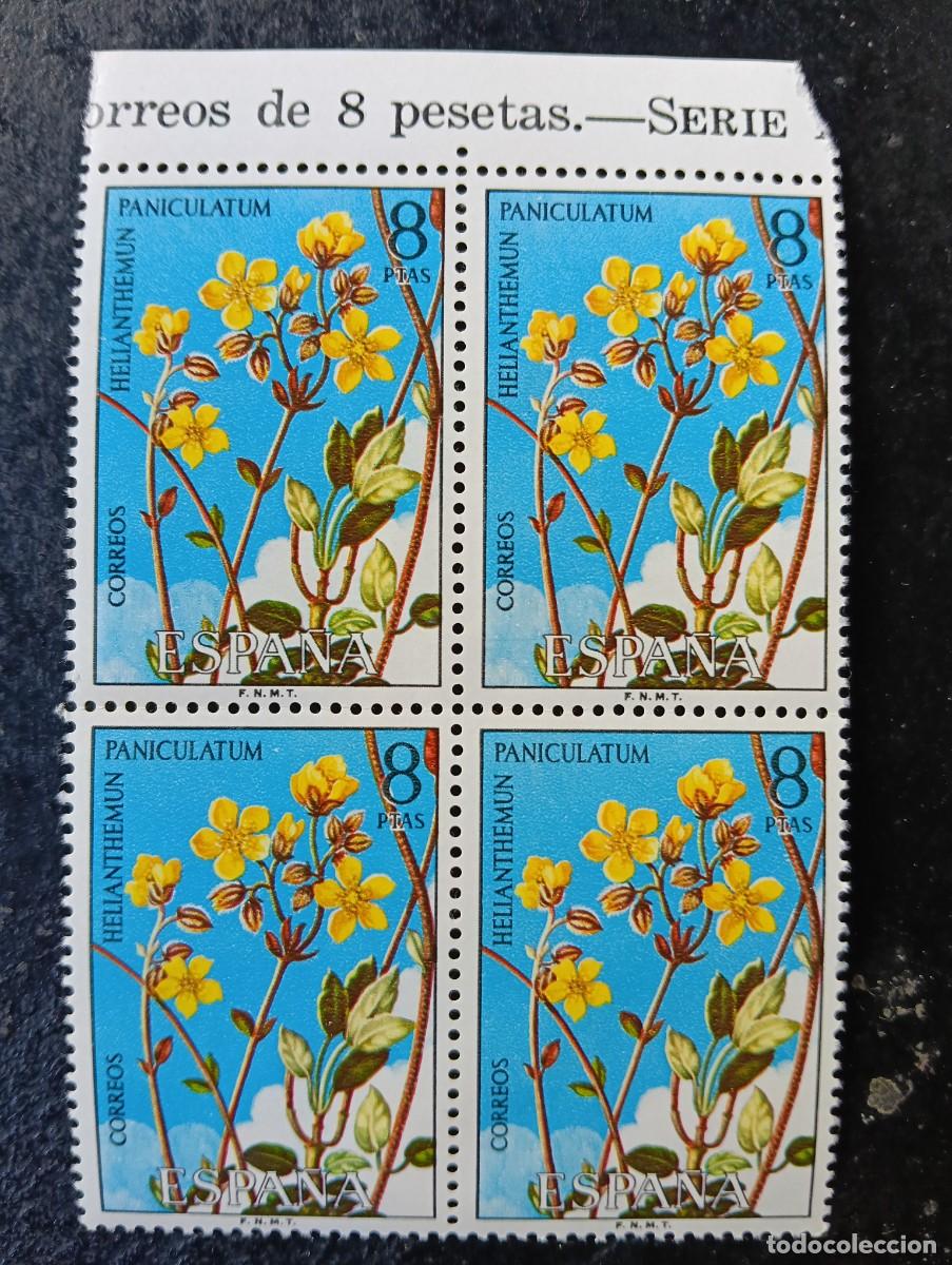 Sellos: Espa&ntilde;a 1974 - Edifil 2224. Flora. Helianthemun paniculatum - bloque de 4
