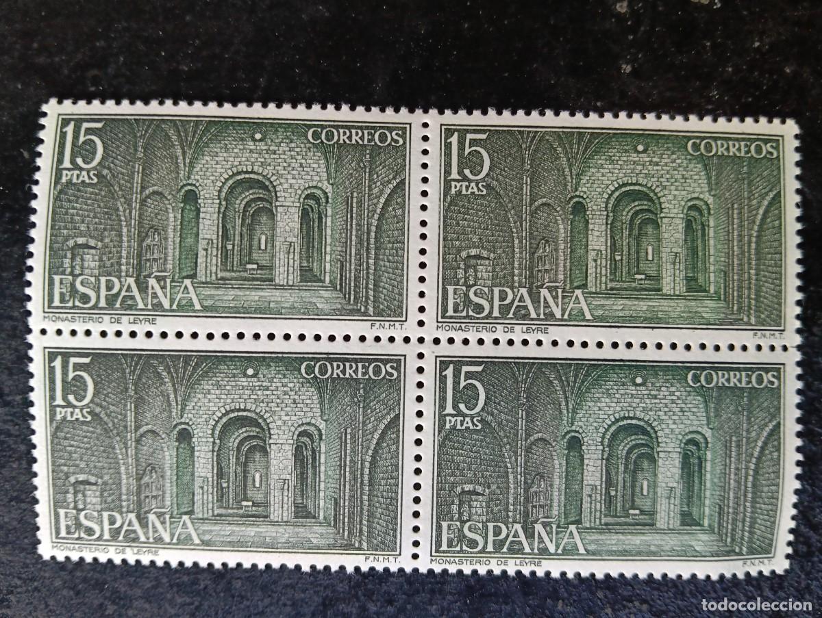Sellos: Espa&ntilde;a 1974 - Edifil 2231 - Monasterio de Leyre. Cripta. Nuevos. Bloque de 4