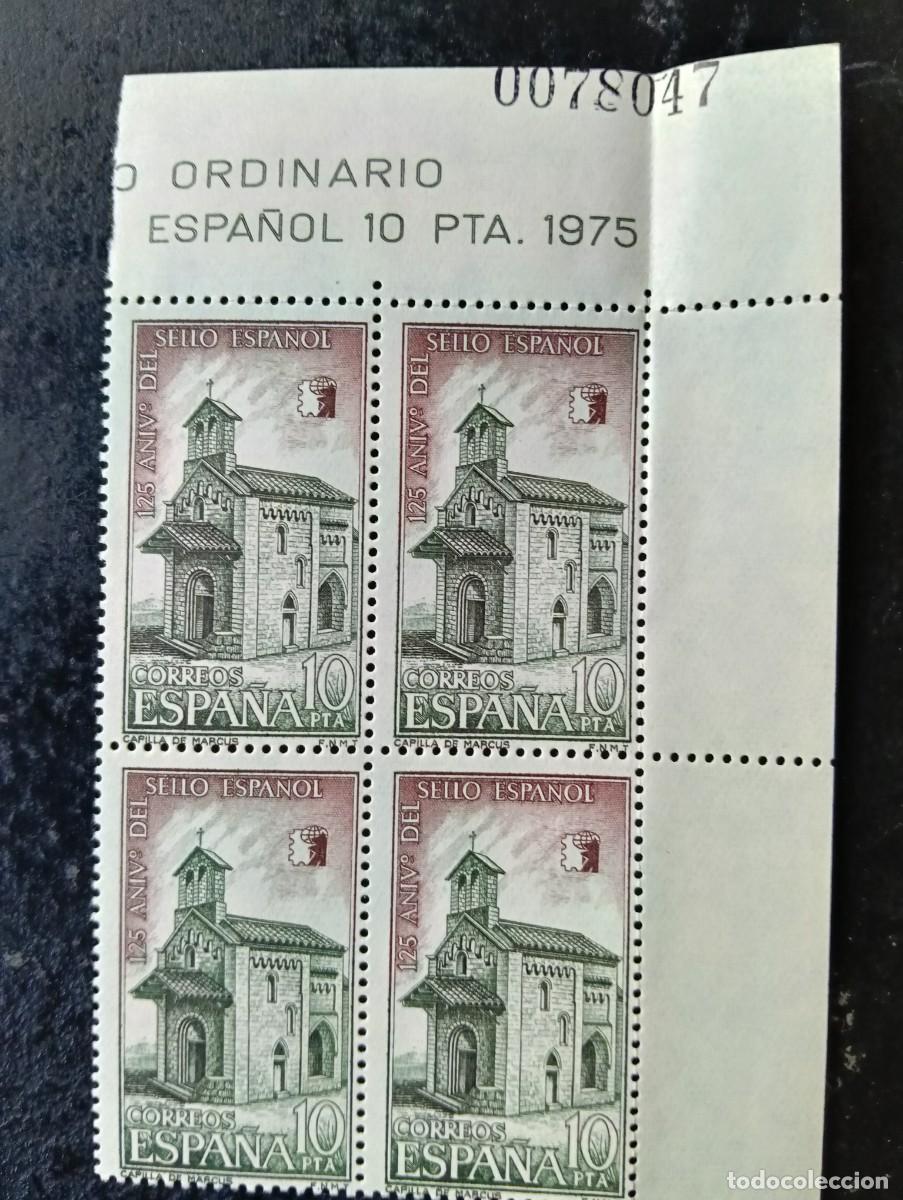 Sellos: Espa&ntilde;a 1975 - Edifil 2235 -125 aniversario del sello espa&ntilde;ol. Capilla de Marc&uacute;s. Nuevos. Bloque de 4