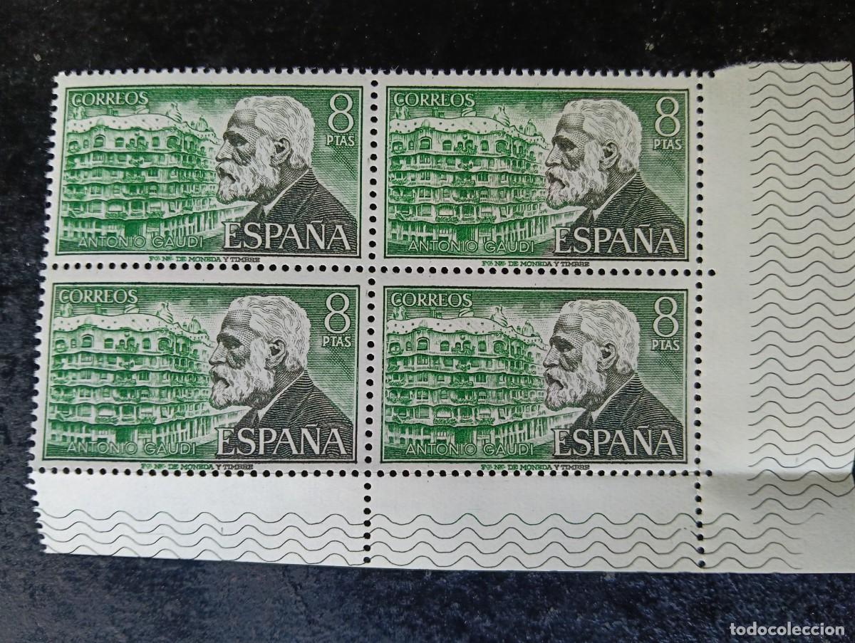Sellos: espa&ntilde;a 1975 - edifil 2241 - personajes arquitectura Antonio Gaud&iacute; - bloque de 4