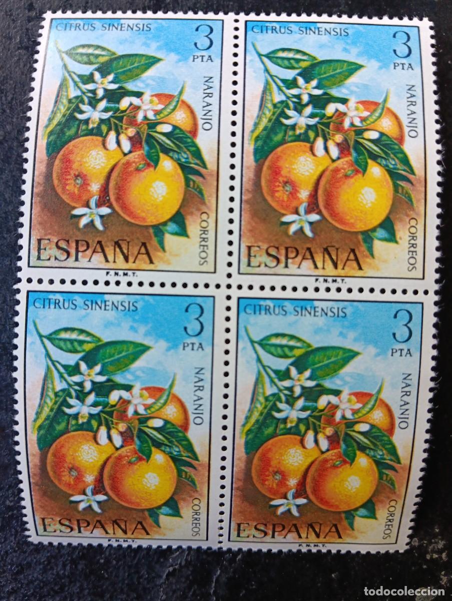 Sellos: Espa&ntilde;a 1975 - Edifil 2256 - Flora. Naranjo. Nuevos. Bloque de 4