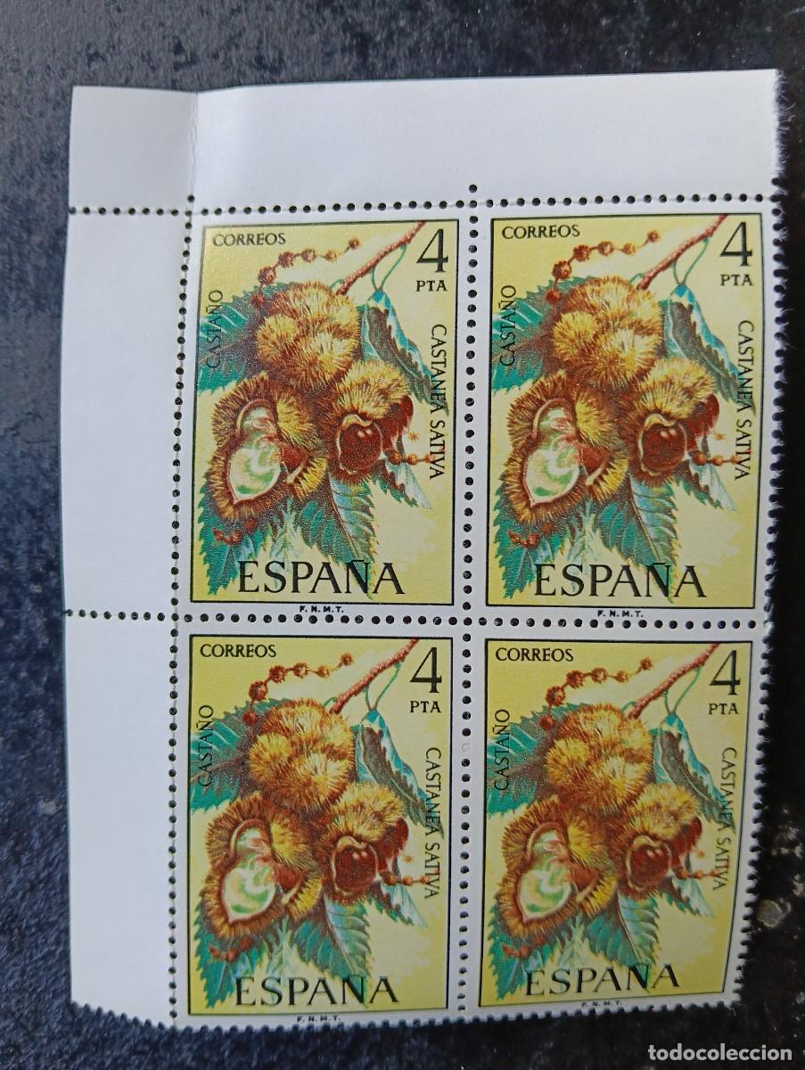 Sellos: Espa&ntilde;a 1975 - Edifil 2257 - Flora. Casta&ntilde;o. Nuevos. Bloque de 4