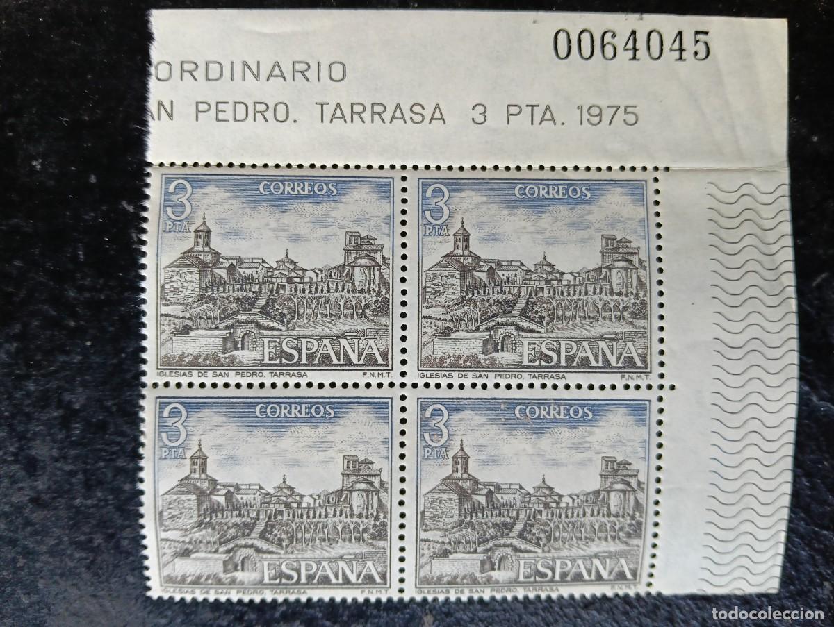 Sellos: Espa&ntilde;a 1975 - Edifil 2268 - Turismo. Iglesia de San Pedro. Tarrasa. Barcelona - bloque de 4