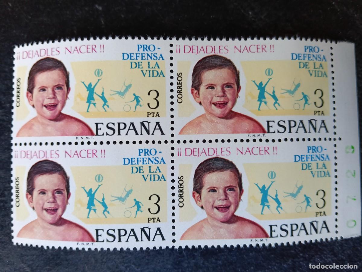 Sellos: Espa&ntilde;a 1975 - Edifil 2282 - Campa&ntilde;a pro defensa de la vida. Nuevos. Bloque de 4