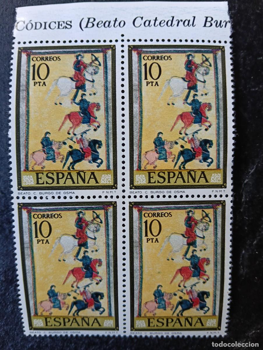 Sellos: Espa&ntilde;a 1975 - Edifil 2290 - C&oacute;dices. Burgo de Osma. Nuevos. Bloque de 4