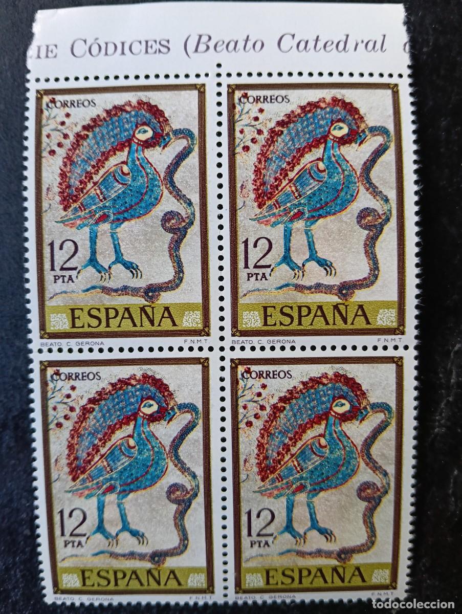 Sellos: Espa&ntilde;a 1975 - Edifil 2291 - C&oacute;dices. Gerona. Nuevos. Bloque de 4