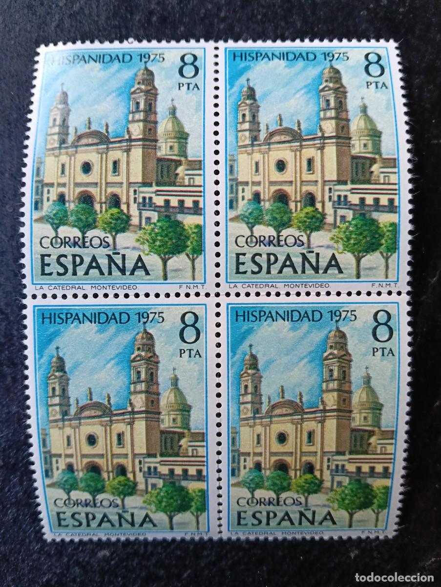 Sellos: Espa&ntilde;a 1975 - Edifil 2296 - Hispanidad. Uruguay. Catedral de Montevideo. Nuevos. Bloque de 4