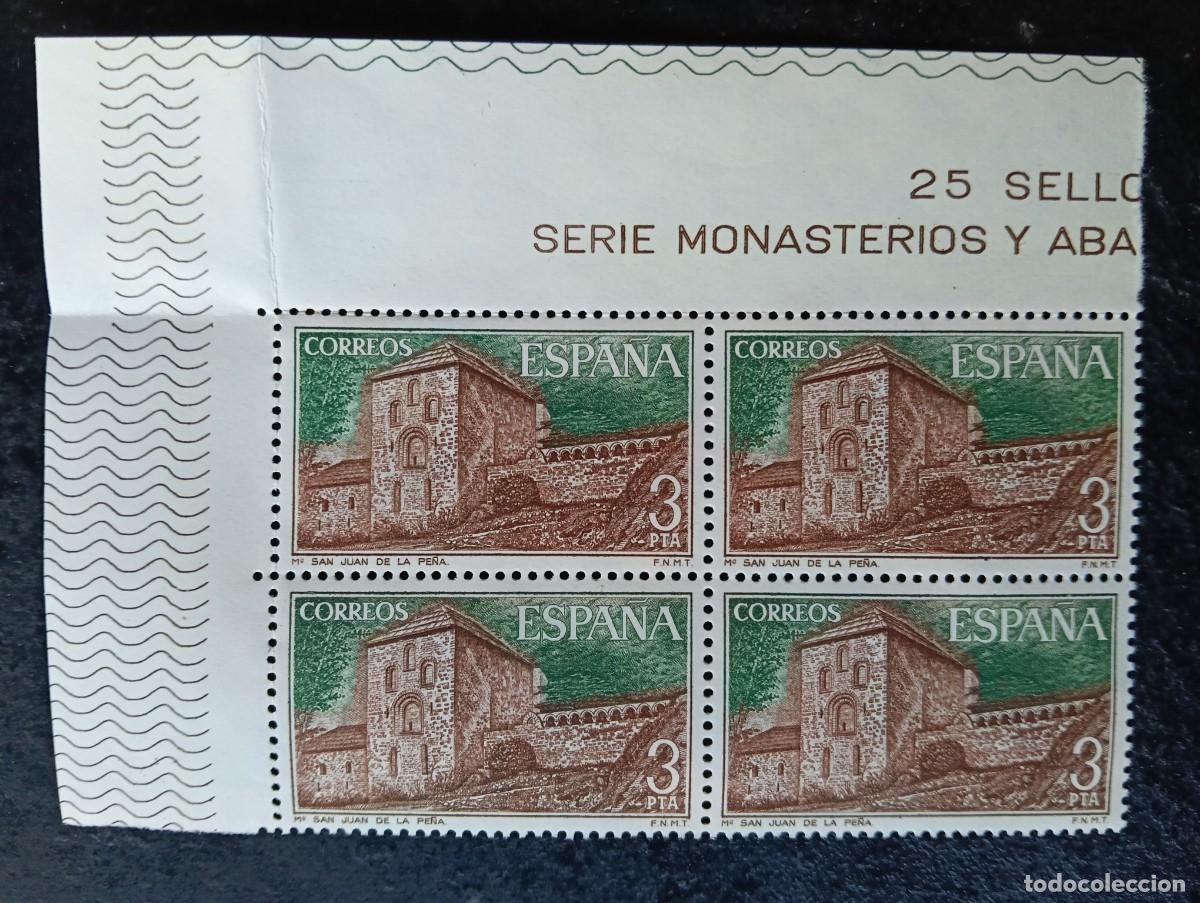 Sellos: Espa&ntilde;a 1975 - Edifil 2297 - Monasterio San Juan de la Pe&ntilde;a. Vista general. Nuevos. Bloque de 4