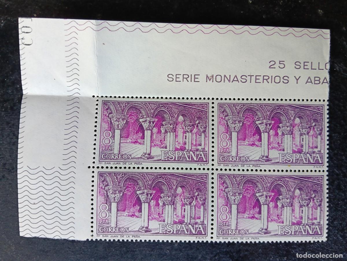 Sellos: Espa&ntilde;a 1975 - Edifil 2298 - Monasterio San Juan de la Pe&ntilde;a. Claustro. Nuevos. Bloque de 4