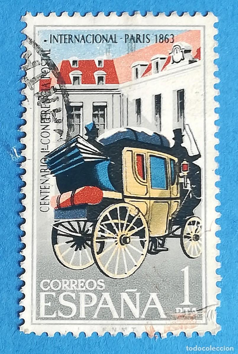 Sellos: Centenario de la I Conferencia Postal Internacional (Par&iacute;s 1863). Edifil 1508. Usado.