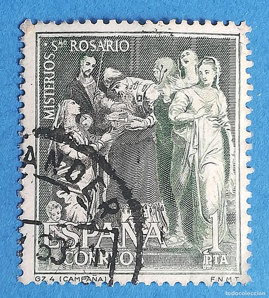 Sellos: Serie Misterios del Santo Rosario. La Presentaci&oacute;n en el Templo (Pedro de Campa&ntilde;a). Edifil 1466.