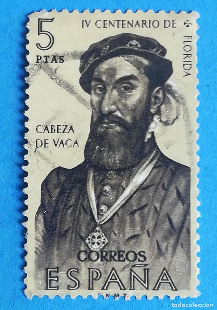Sellos: IV Centenario de Florida. Cabeza de Vaca. Edifil 1305. Usado.