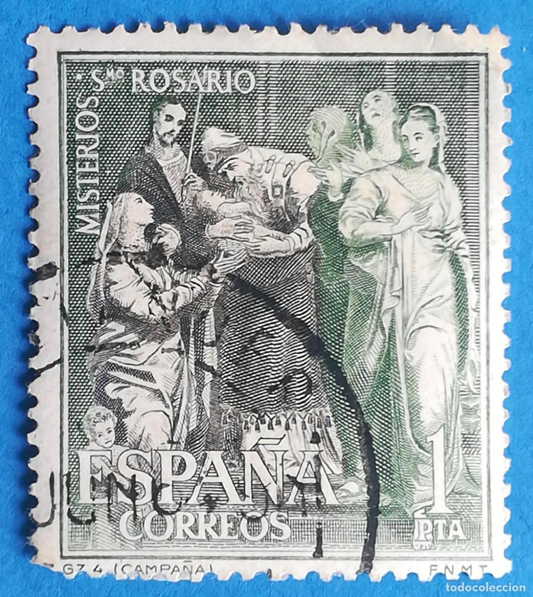Sellos: Serie Misterios del Santo Rosario. La Presentaci&oacute;n en el Templo (Pedro de Campa&ntilde;a). Edifil 1466.