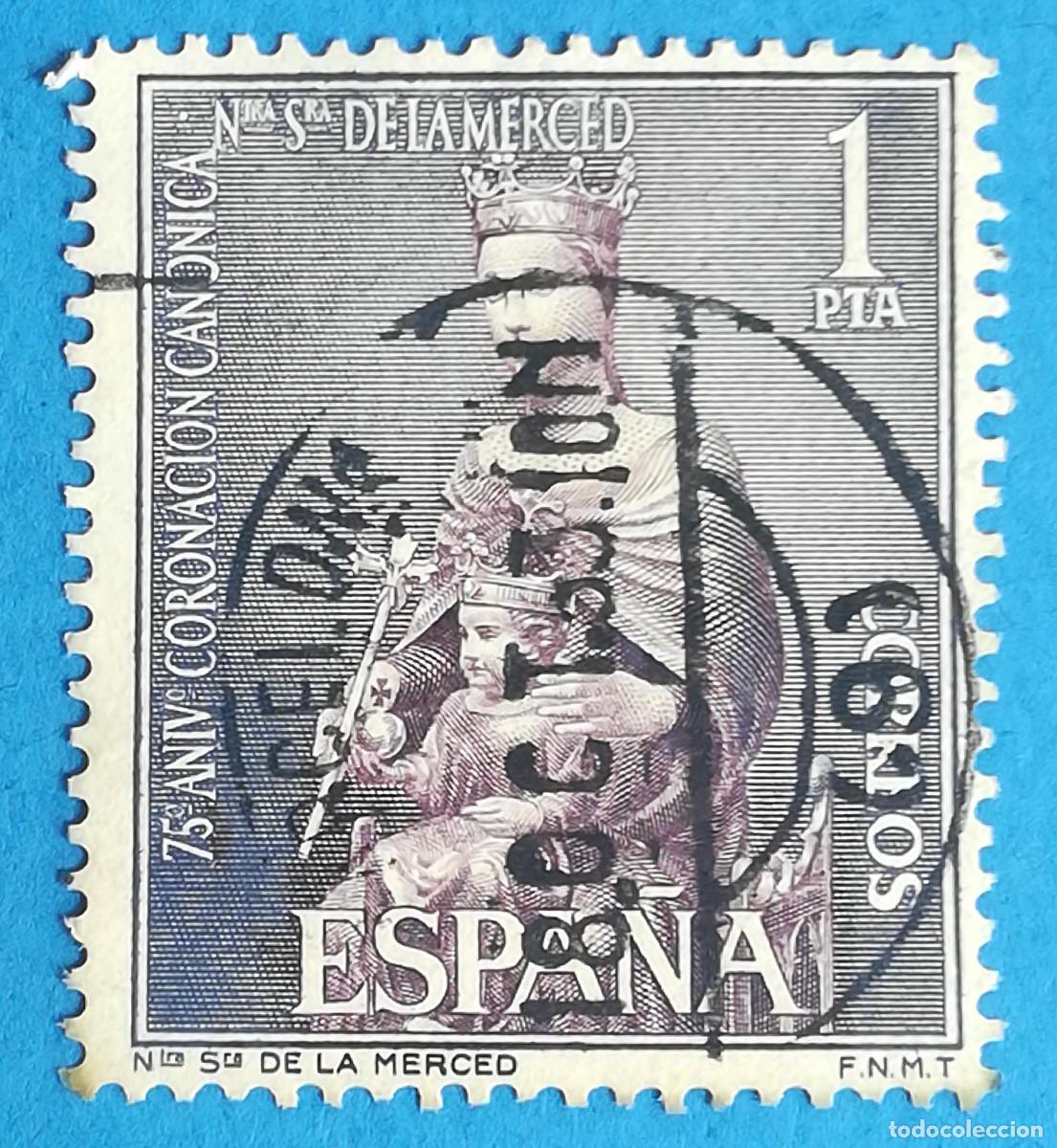 Sellos: 75.&ordm; aniversario de la coronaci&oacute;n can&oacute;nica de Ntra Sra de la Merced. Edifil 1523. Usado