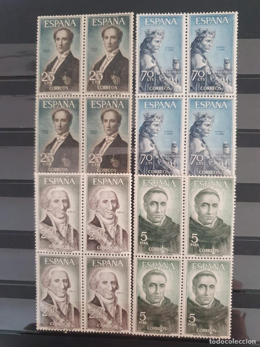 Sellos: SERIE COMPLETA EDIFIL 1653 ** A 1656 ** PERSONAJES ESPA&Ntilde;A 1965 BLOQUE DE 4