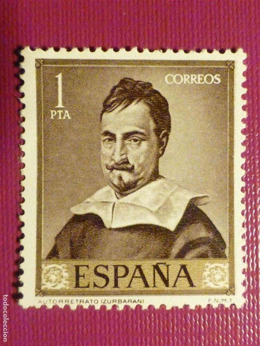Sellos: Sello Estado Espa&ntilde;ol - Edifil 1422 - 1 Pta - Zurbaran - Autorretrato - A&ntilde;o 1962