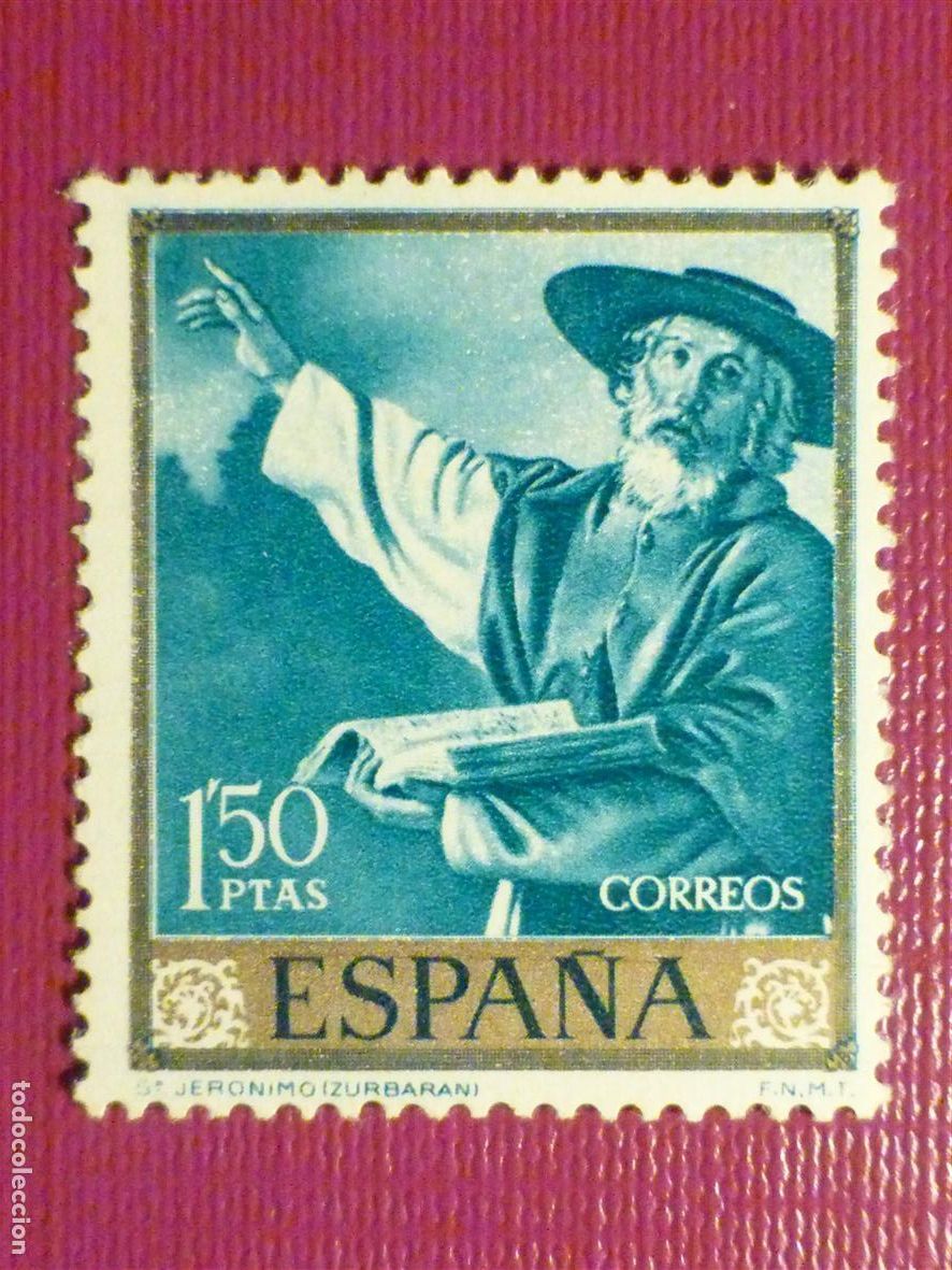 Sellos: Sello Estado Espa&ntilde;ol - Edifil 1423 - 1,50 Pta - Zurbaran - San Jer&oacute;nimo - A&ntilde;o 1962