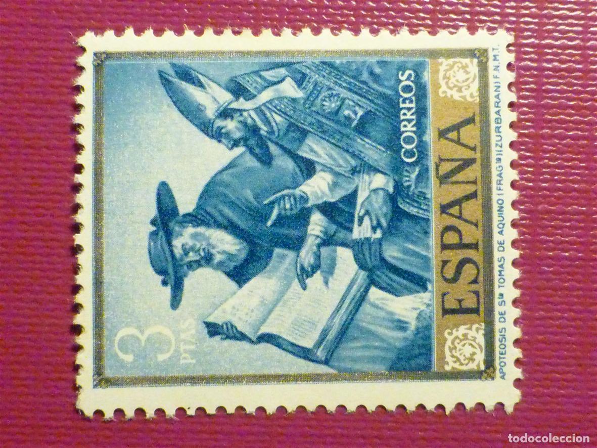 Sellos: Sello Estado Espa&ntilde;ol - Edifil 1425 - 3 Pta - Zurbaran - Apoteosis S. Tom&aacute;s de Aquino - A&ntilde;o 1962