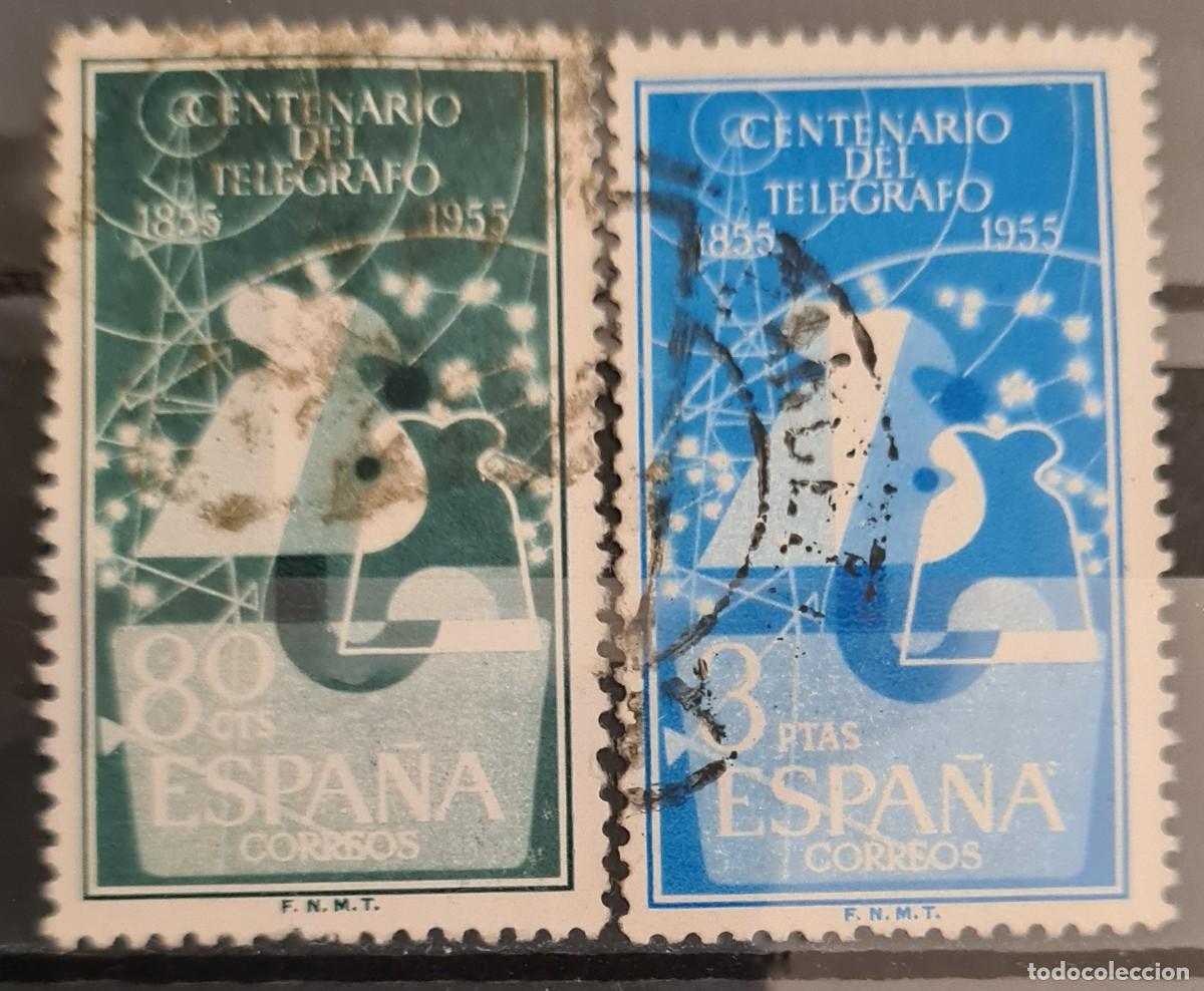 Sellos: Serie de sellos usados de Espa&ntilde;a 1955: Centenario del tel&eacute;grafo