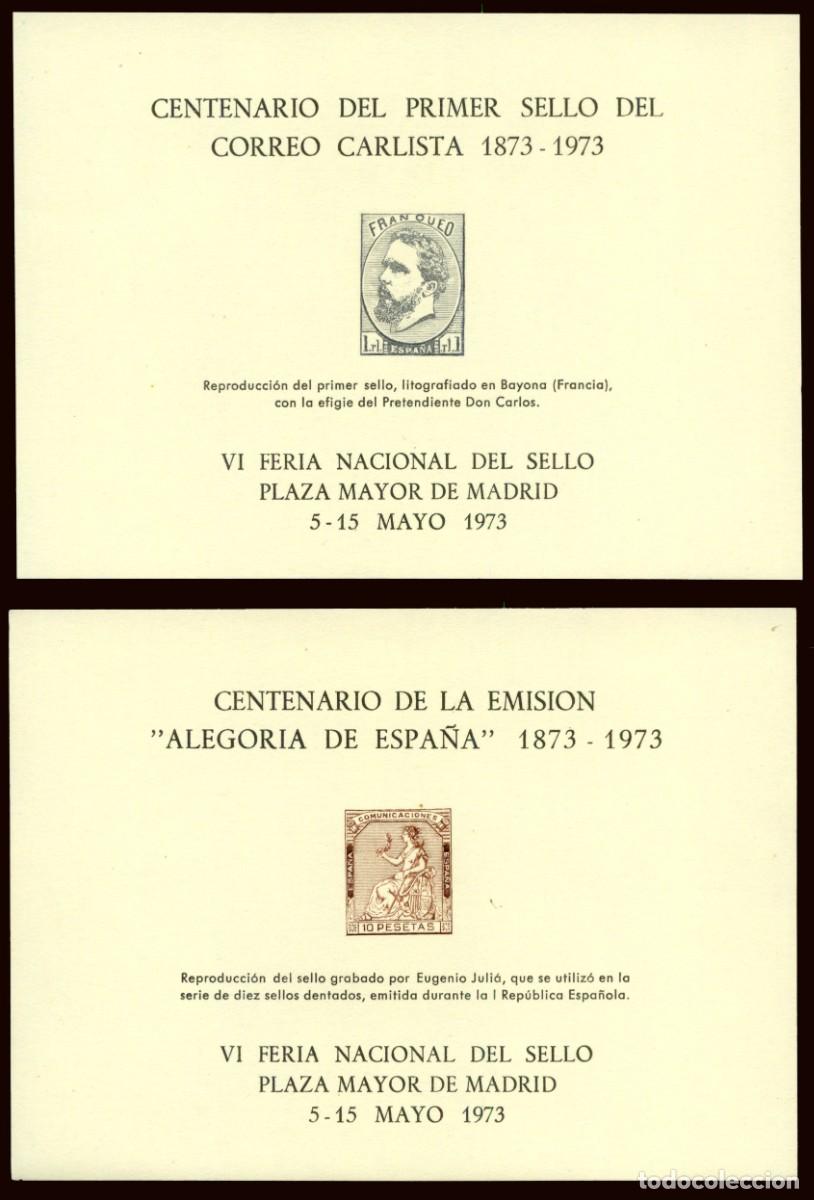 Sellos: Espa&ntilde;a - Hojas Recuerdo - Edi 7/8 - 1973 - VI Feria Nacional del Sello