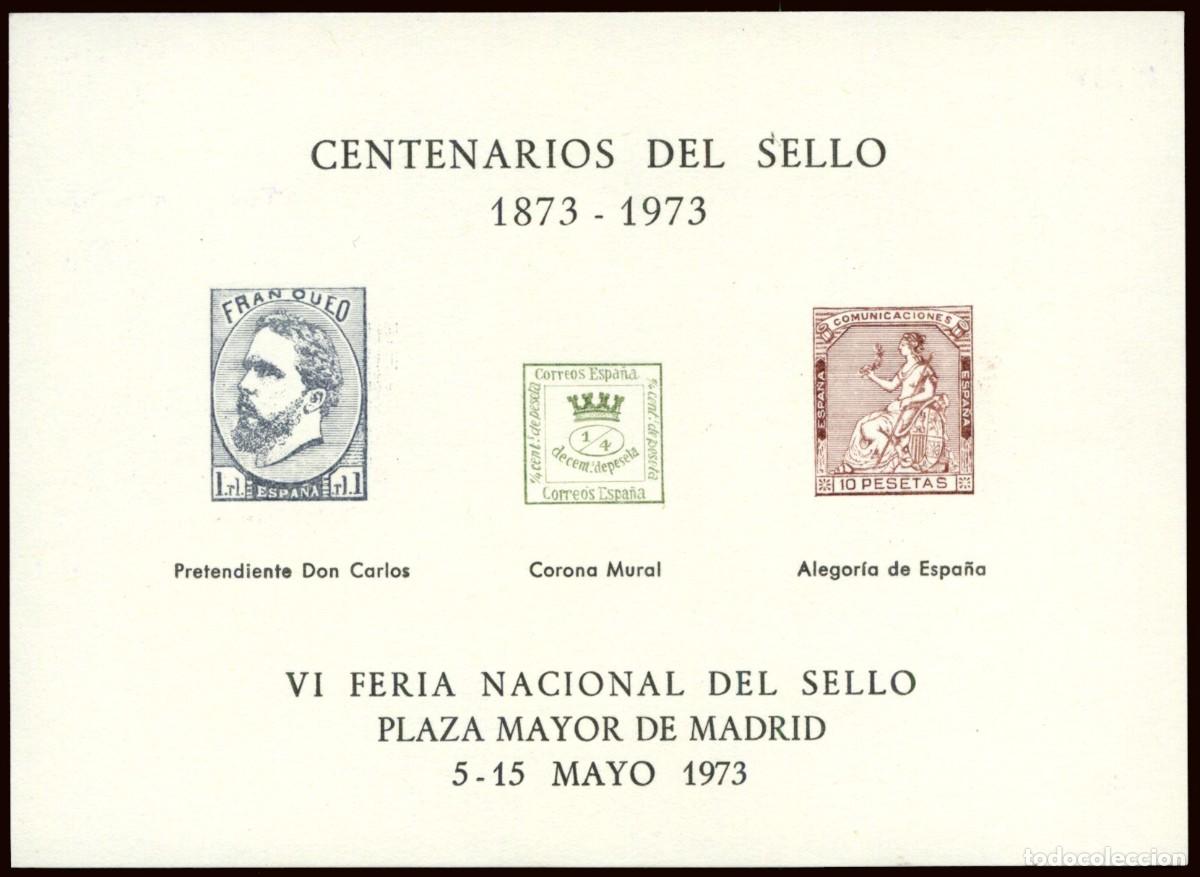 Sellos: Espa&ntilde;a - Hojas Recuerdo - Edi 9 - 1973 - VI Feria Nacional del Sello