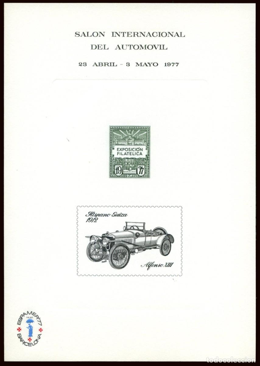 Sellos: Espa&ntilde;a - Hojas Recuerdo - Edi 45 - 1977 - Sal&oacute;n Internacional Autom&oacute;vil