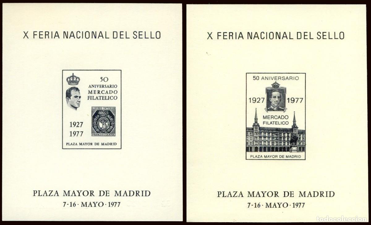 Sellos: Espa&ntilde;a - Hojas Recuerdo - Edi 49/50 - 1977 - X Feria Nacional del Sello