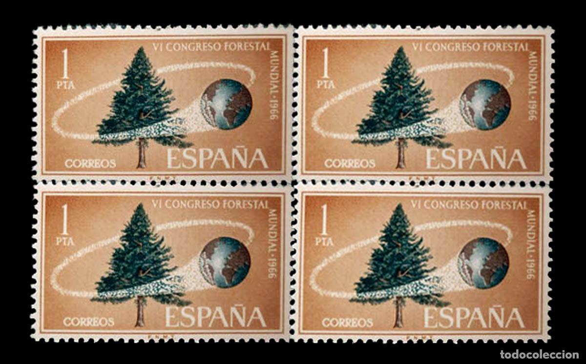 Sellos: Edifil 1736 nuevo sin charnela MNH ** 1966 VI Congreso forestal mundial,bloque de 4