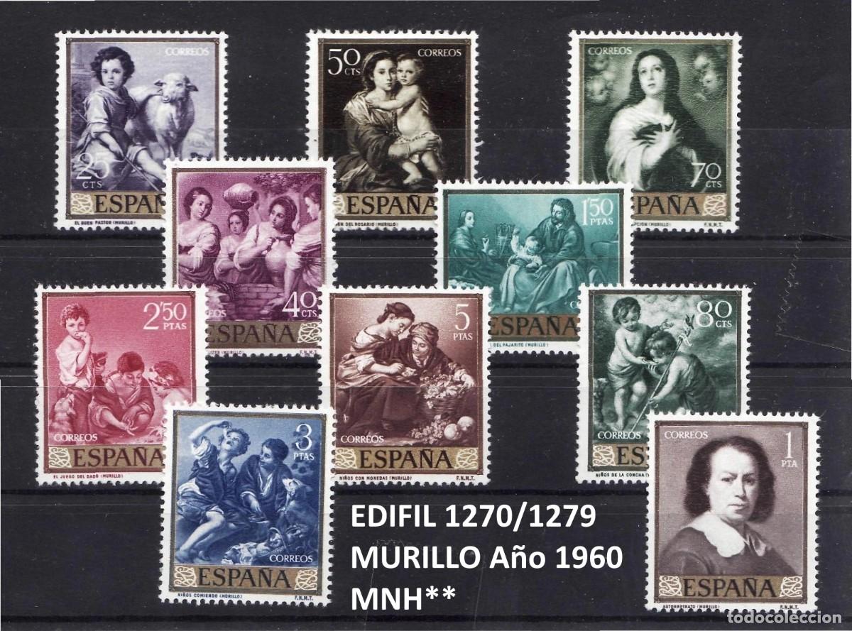 Sellos: EDIFIL 1270/1279 MURILLO A&ntilde;o 1960 MNH** - Foto 1