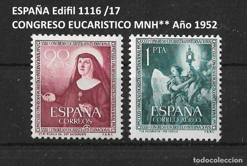 Sellos: ESPA&Ntilde;A Edifil 1116 /17 CONGRESO EUCARISTICO MNH** A&ntilde;o 1952