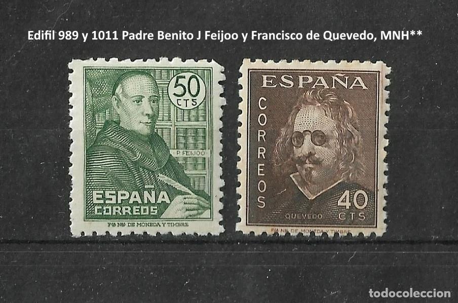 Sellos: Edifil 989 y 1011 Padre Benito J Feijoo y Francisco de Quevedo, MNH**