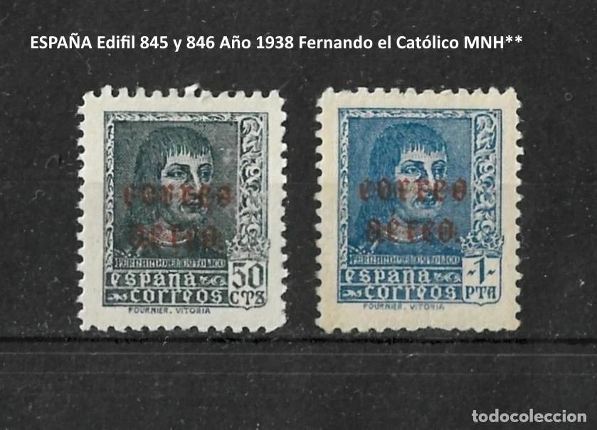 Sellos: ESPA&Ntilde;A Edifil 845 y 846 A&ntilde;o 1938 Fernando el Cat&oacute;lico MNH**