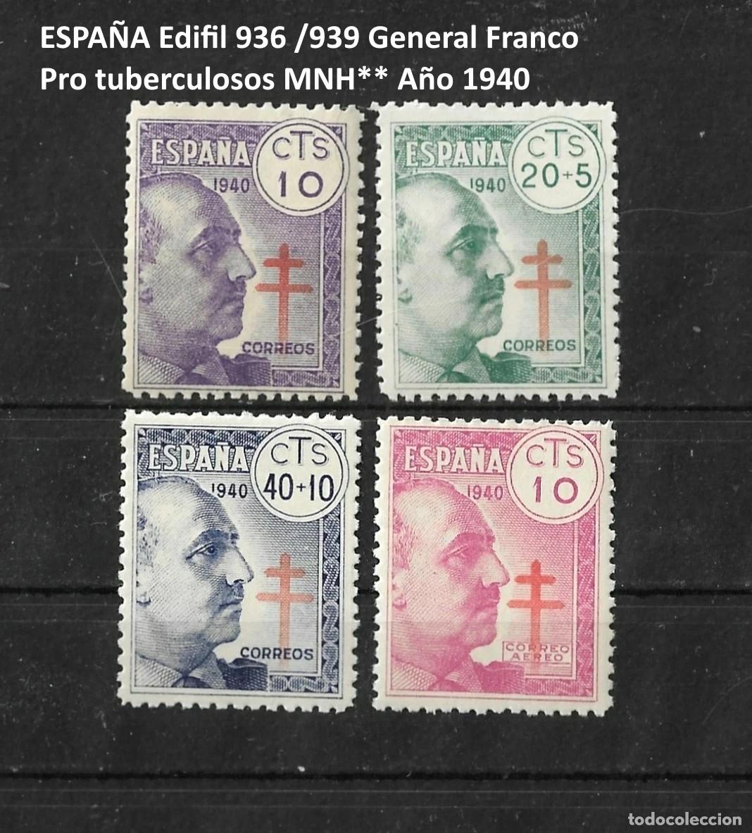 Sellos: ESPA&Ntilde;A Edifil 936 /939 General Franco Pro tuberculosos MNH** A&ntilde;o 1940