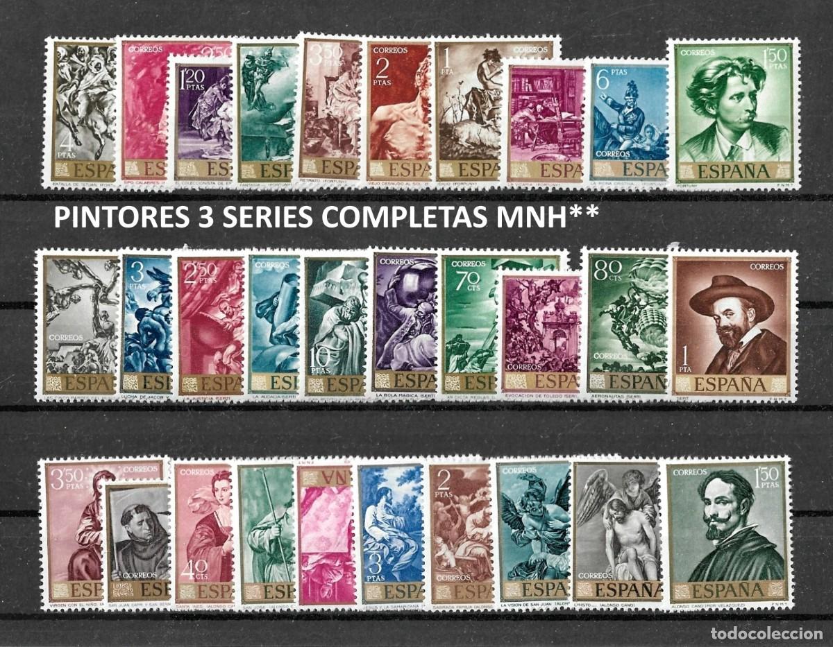 Sellos: SPAIN PAINTERS - 3 SET, PINTORES 3 SERIES COMPLETAS MNH**
