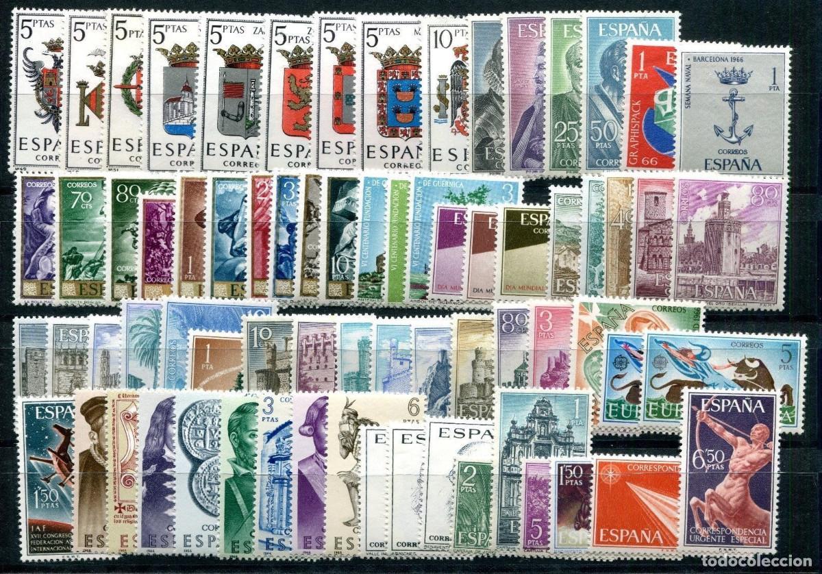 Sellos: ESPA&Ntilde;A. A&Ntilde;O 1966 COMPLETO. NUEVO SIN CHARNELA. CON ESCUDOS (222-7)