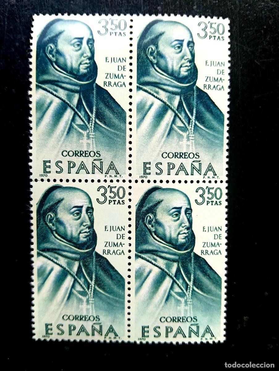 Sellos: espa&ntilde;a 1970 - Edifil 1999 - Forjadores de Am&eacute;rica - e. juan de zumarraga - bloque de 4
