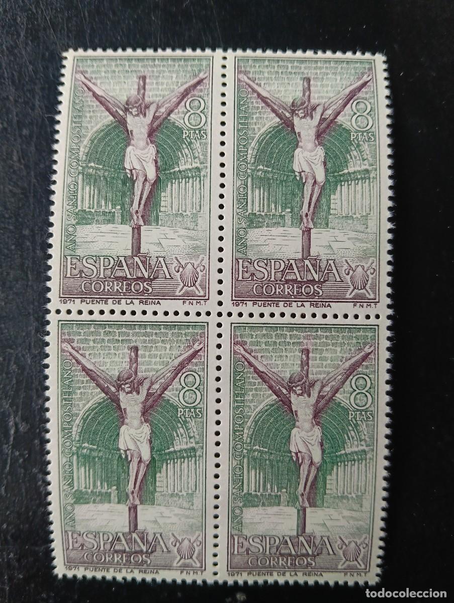 Sellos: Espa&ntilde;a 1971 - Edifil 2051 -A&ntilde;o Santo Compostelano. Puente de la Reina (Navarra) - Bloque de 4