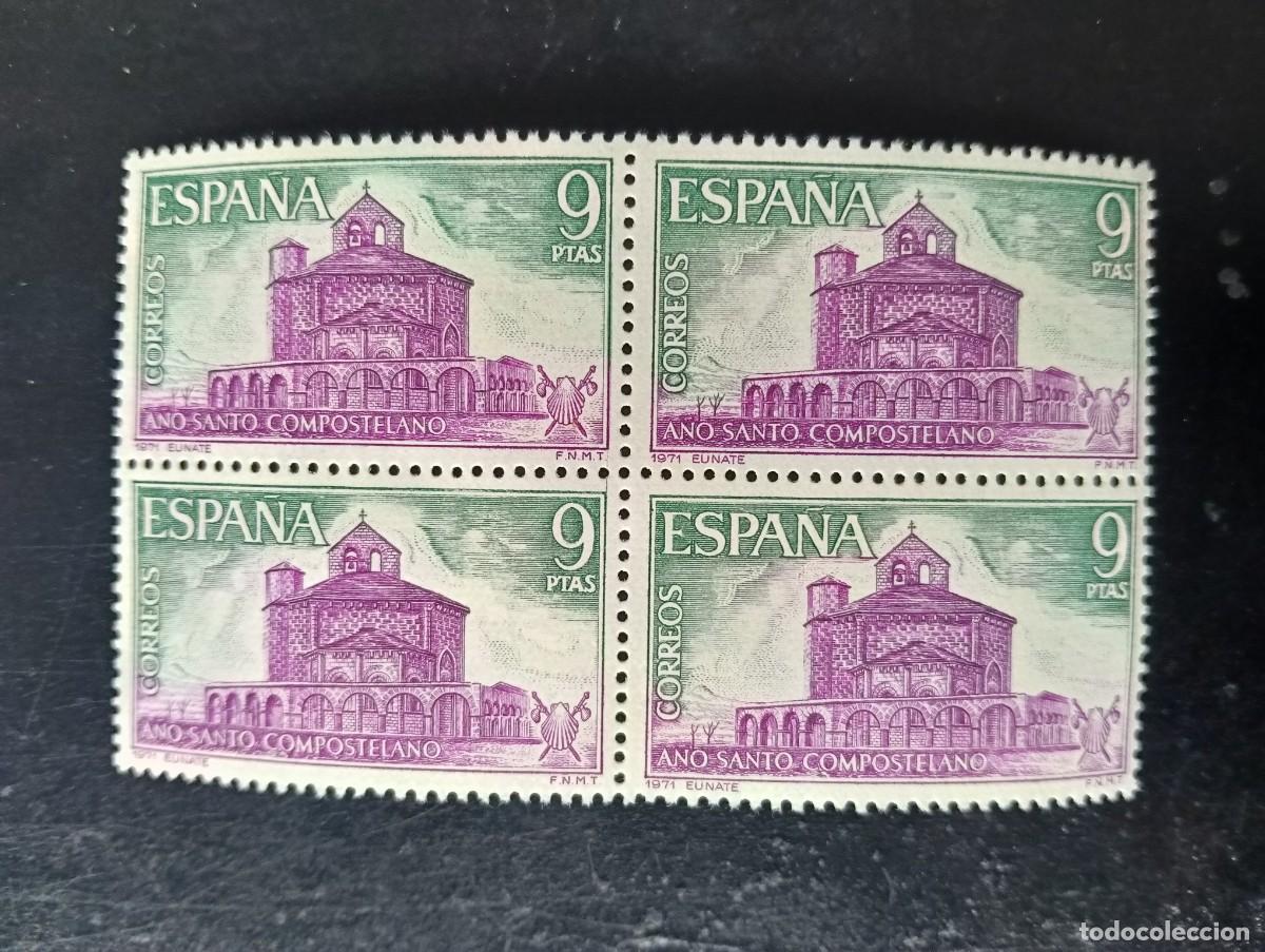 Sellos: Espa&ntilde;a 1971 - Edifil 2052 - A&ntilde;o Santo Compostelano. Iglesia de Eunate (Navarra) - Bloque de 4