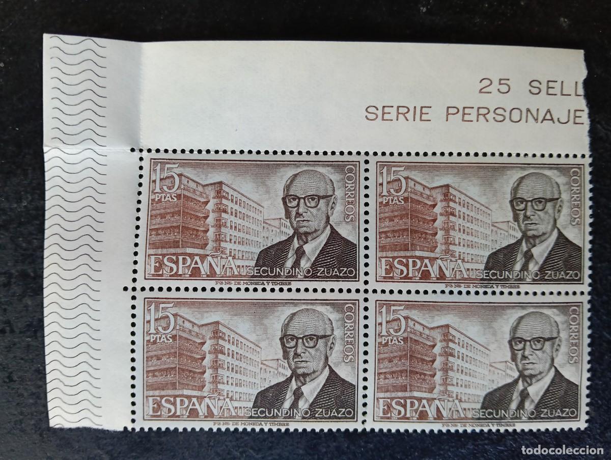 Sellos: Espa&ntilde;a 1975 - Edifil 2243 - Personajes espa&ntilde;oles. Secundino Zuazo. Nuevos. Bloque de 4