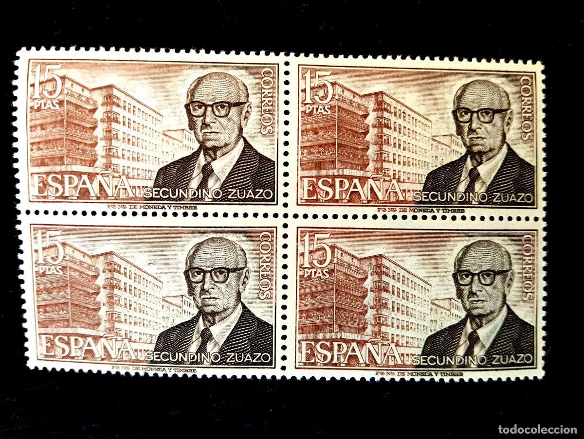 Sellos: Espa&ntilde;a 1975 - Edifil 2243 - Personajes espa&ntilde;oles. Secundino Zuazo. Nuevos. Bloque de 4