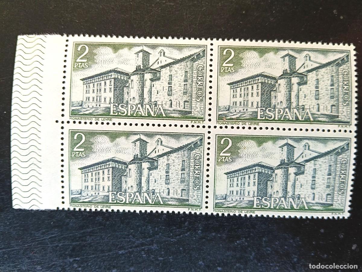 Sellos: Espa&ntilde;a 1974 - Edifil 2229 - Monasterio de Leyre. Vista exterior. Nuevos. Bloque de 4