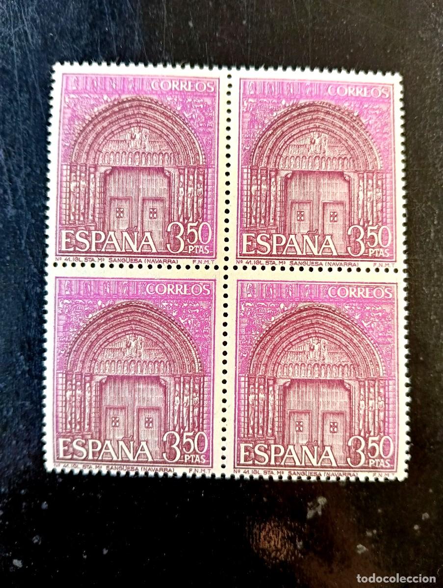 Sellos: Espa&ntilde;a 1968 - Edifil 1879 - Turismo. Iglesia Sta. Mar&iacute;a, Sang&uuml;esa. Navarra - Bloque de 4