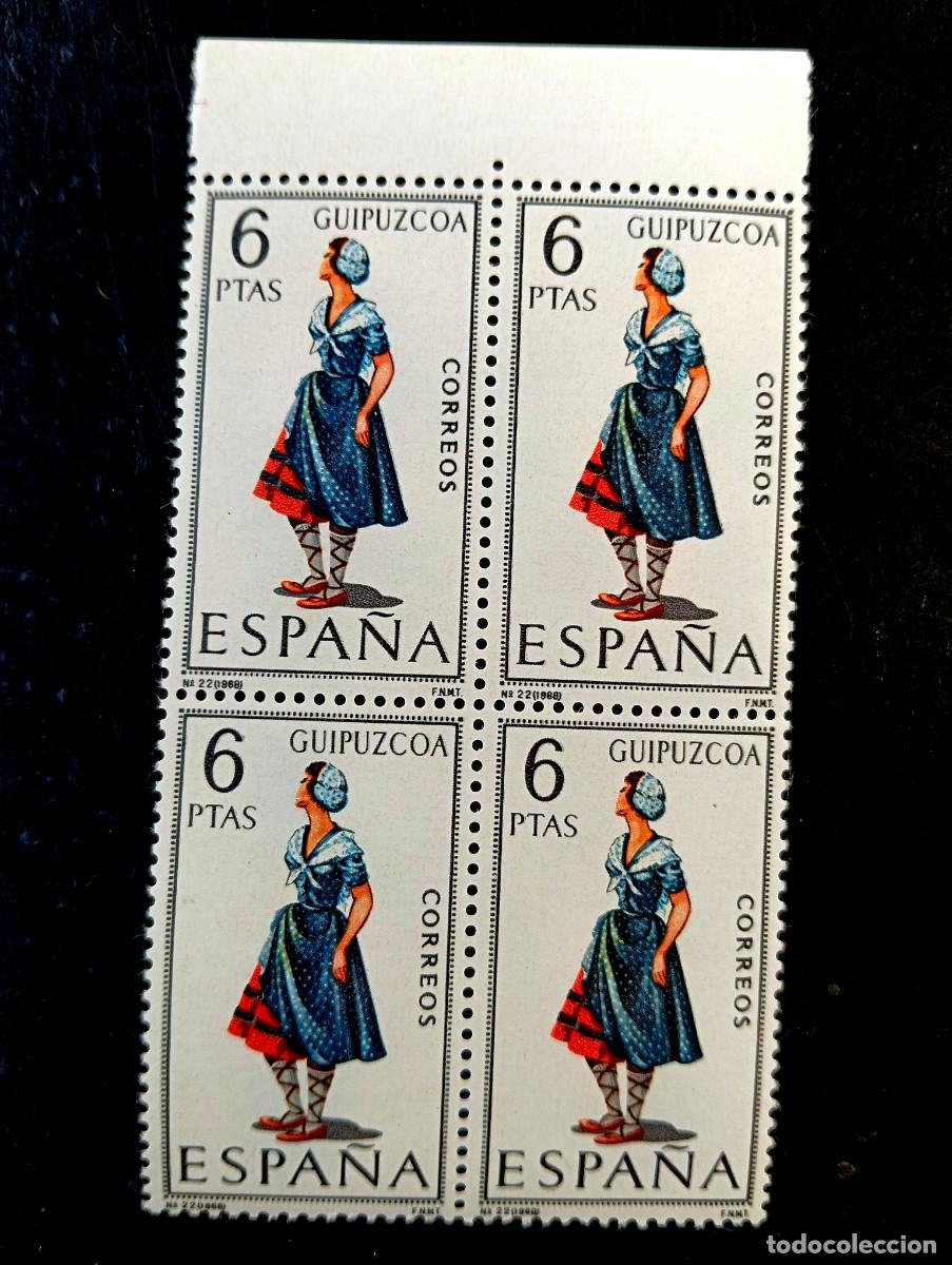 Sellos: Espa&ntilde;a 1968 - Edifil 1848 - Trajes t&iacute;picos. GUIPUZCOA - Bloque de 4