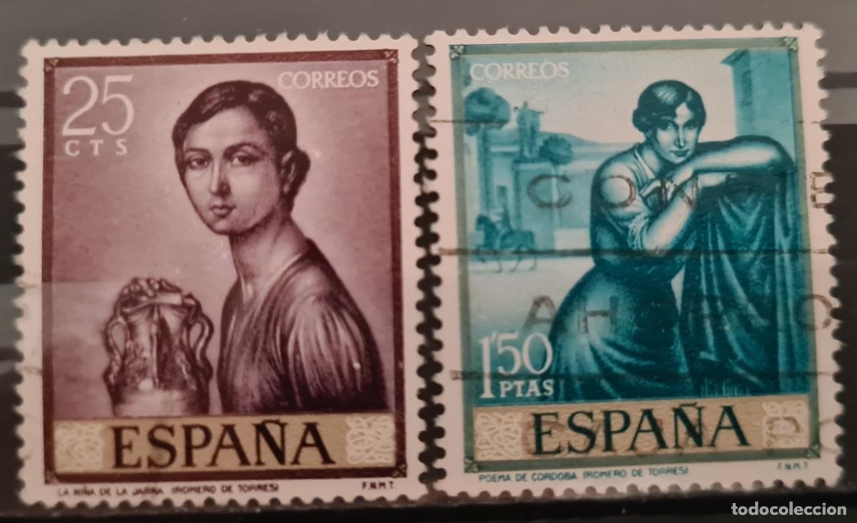 Sellos: Serie de sellos usados de Espa&ntilde;a 1965. D&iacute;a del sello: obras de Romero de Torres