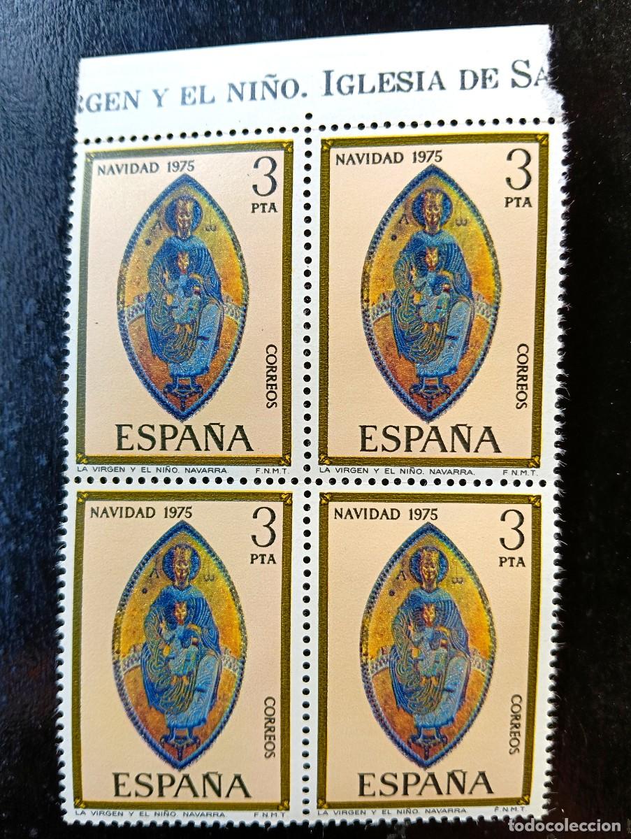 Sellos: Espa&ntilde;a 1975 - Edifil 2300 - Navidad. Virgen y Ni&ntilde;o. Santuario S. Miguel (Navarra) - Bloque de 4