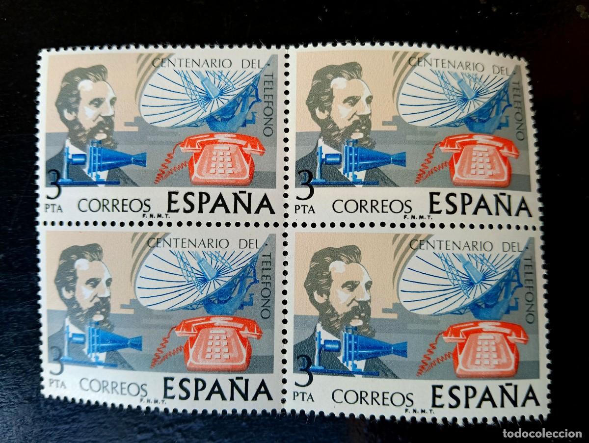 Sellos: Espa&ntilde;a 1976 - Edifil 2311 - Centenario del tel&eacute;fono. Graham Bell - Bloque de 4