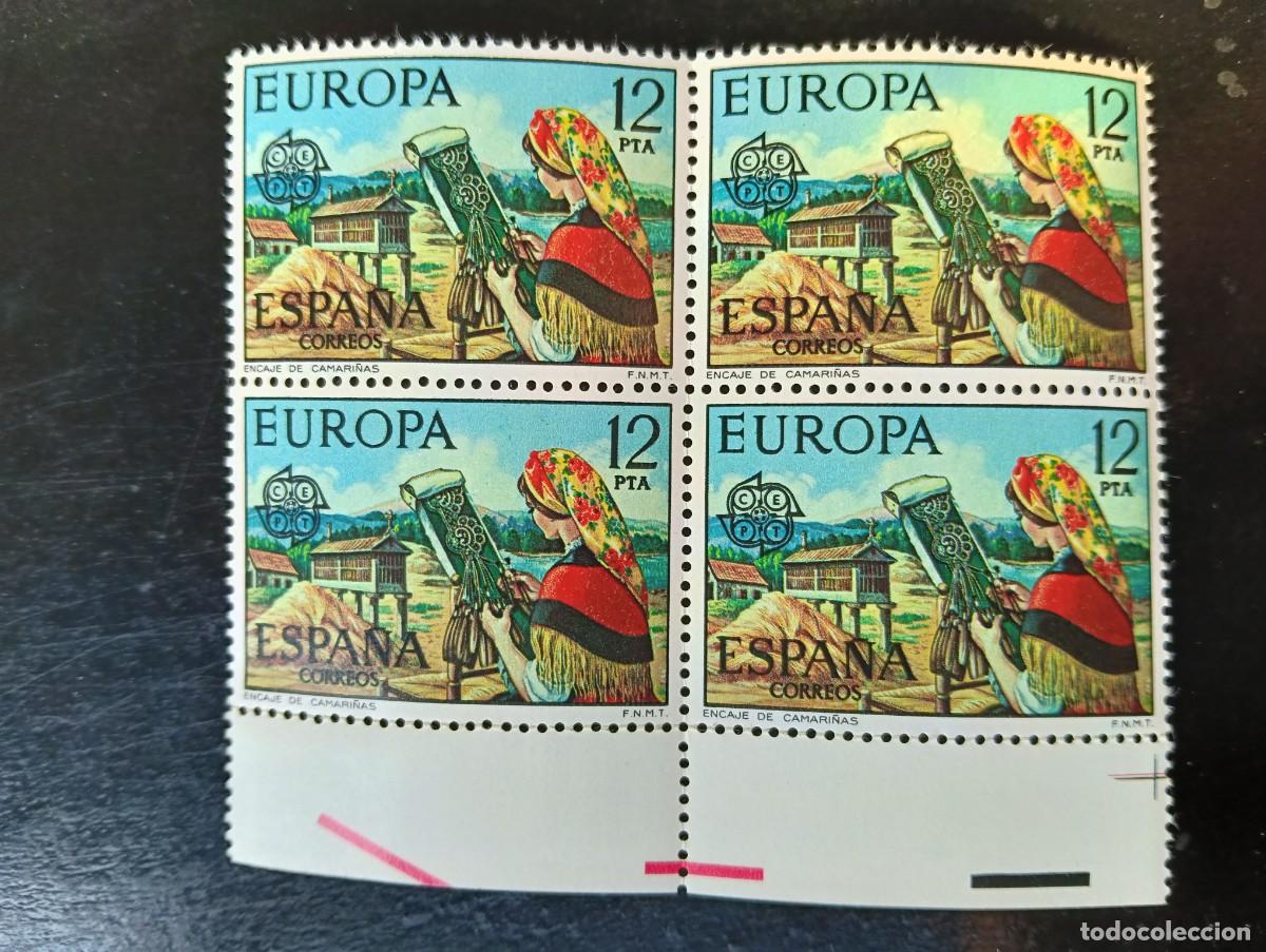 Sellos: Espa&ntilde;a 1976 - Edifil 2317. - Europa-CEPT. Encaje de Camari&ntilde;as. Nuevos. Bloque de 4