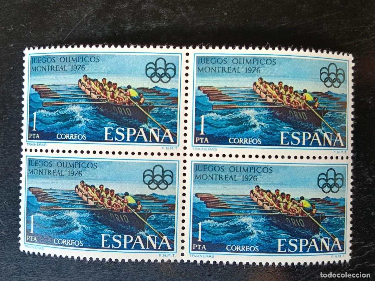 Sellos: Espa&ntilde;a 1976 - Edifil 2340 - XXI Juegos Ol&iacute;mpicos Montreal. Traineras. Nuevos. Bloque de 4