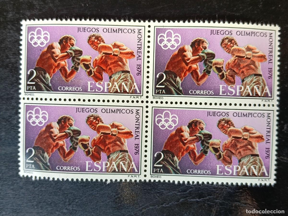 Sellos: Espa&ntilde;a 1976 - Edifil 2341 - XXI Juegos Ol&iacute;mpicos Montreal. Boxeo. Nuevos. Bloque de 4