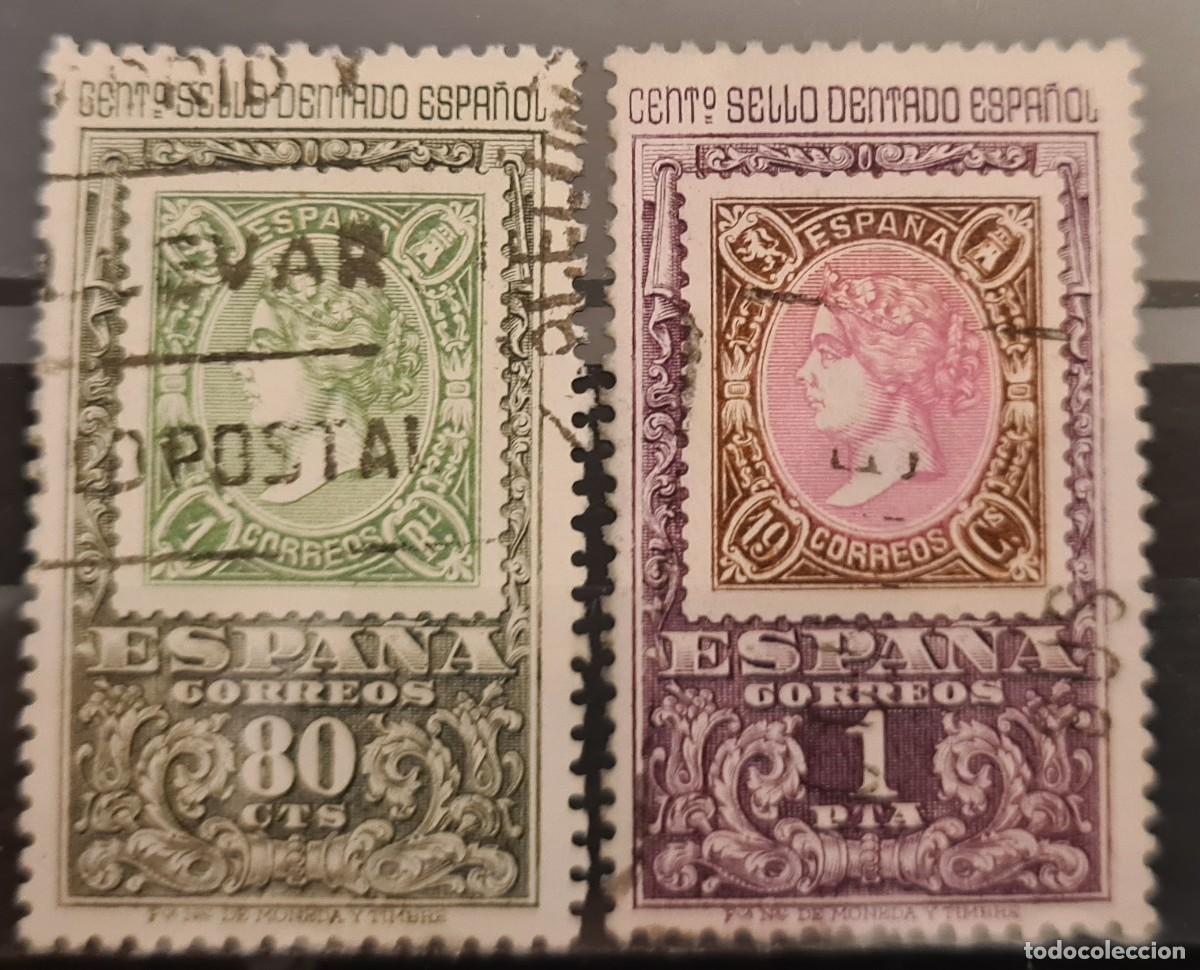 Sellos: Serie de sellos usados de Espa&ntilde;a 1965: centenario del primer sello dentado